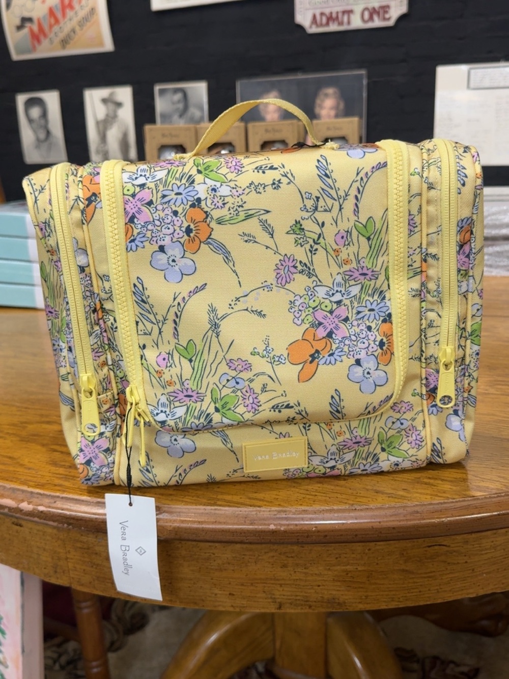 Vera Bradley Pastel Yellow Floral Hanging Cosmetic Organizer